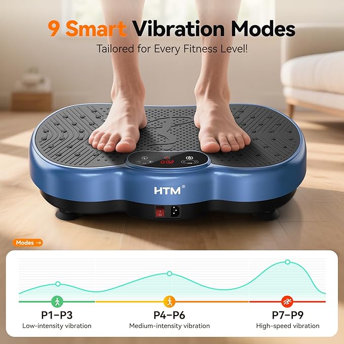 Vibration Plate Exercise Machine - 300 lbs Weight Capacity, 120 Speed Levels, 9 Workout Modes for Home Fitness, Muscle Toning & Weight Loss