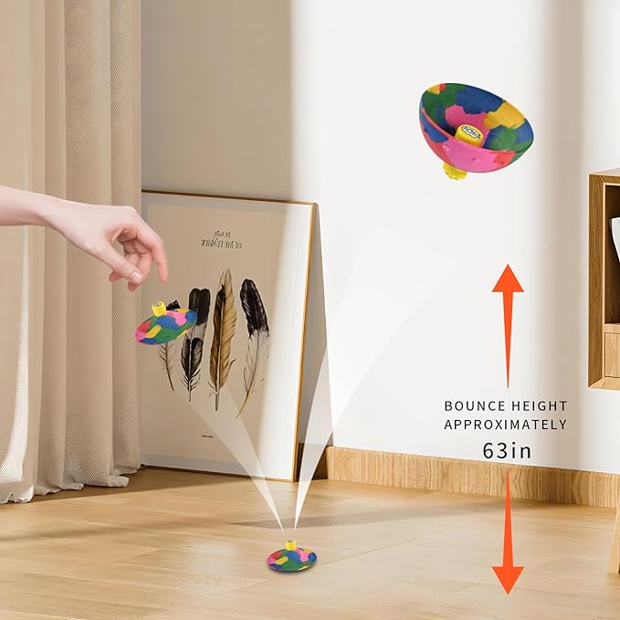 6in1 Bounce Bowls Ball Fidget Toy for Kids & Adults Spinning Stress Relief, Pop Up Outdoor Game Sports Fingertip Toy for School, Birthday Party Favors, Goodie Bag Fillers for Boys and Girls