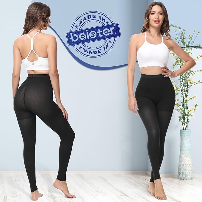 beister Medical Compression Pantyhose for Women & Men, 20-30mmHg Graduated Support Tights, Opaque Footless Waist High Compression Stockings & Leggings for Varicose Veins, Edema, Flight, DVT