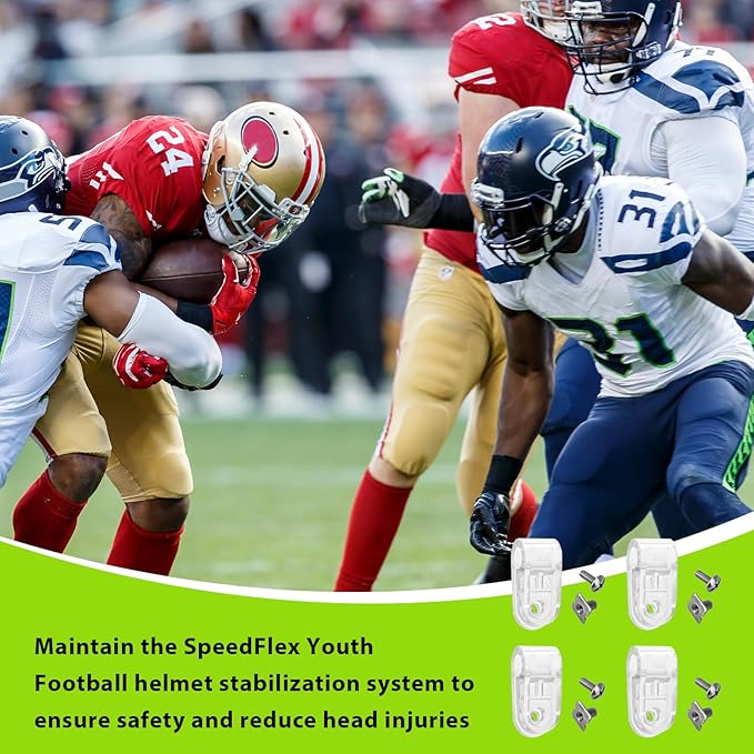 Football Helmet Clips Screws Nuts Compatible with Schutt F7 & Riddell Multiple Sports Helmet,Use for Repairing Baseball, Softball Soccer and More Youth Football Helmet Facemask Hardware Kit