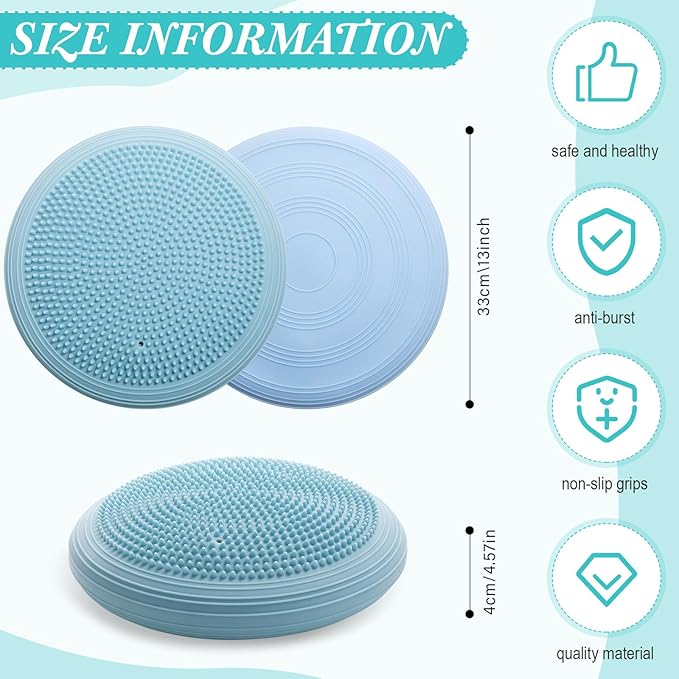 Libima 2 Pcs Wobble Cushion with Inflation Pump Wiggle Seat Flexible Sensory Seating Balance Disc Board for Men Women Physical Exercise Improving Posture Home Office