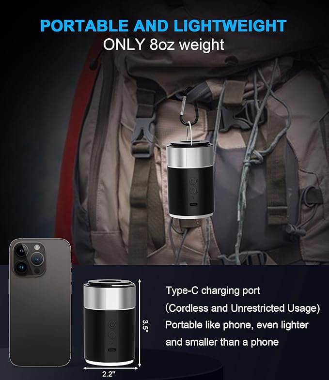 BEAUTYOVO Air Pump for Inflatables, Electric Air Pump with Rechargeable Battery, Tiny and Portable Air Mattress Pump with Camping Light, Quick Inflate Deflate Pump for Pool Floats