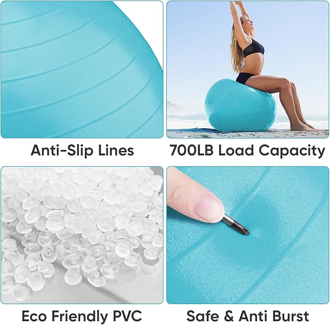 APEXUP Yoga & Pilates Ball - Anti Slip Heavy Duty Gym Ball for Fitness, Balance & Core Workout