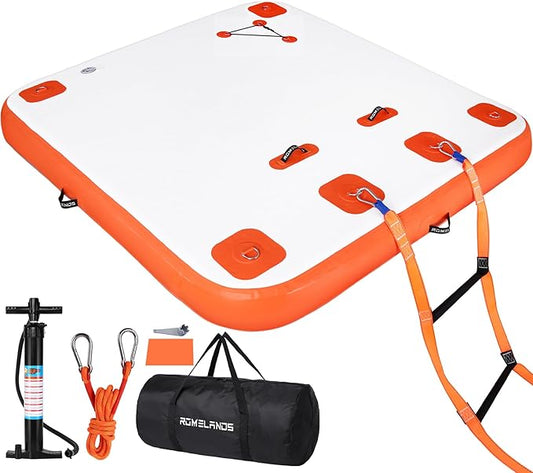 Inflatable Floating Dock, Swim Platform Floating Island Raft, Large Air Mat Inflatable Water Pad with None-Slip Surface for Lake Pool Beach Ocean