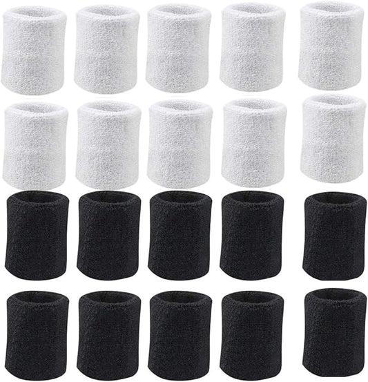 10 Pairs Sports Wristbands, Wrist Sweatbands for Men & Women, Stretchy & Sweat Absorbing Cotton Terry,Perfect for Basketball, Football, Tennis, Soccer, Running & Working Out