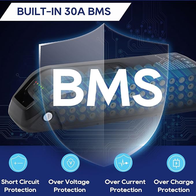 UAZ 36V 48V 52V Ebike Battery 4 Pin 10Ah 15Ah 20Ah Electric Bike Battery with 40A BMS Safe Lock, Led Indicator Light, for 200-1500W Motor Tricycle, Mountain Bicycle Batteries (48V10AH-4PIN)