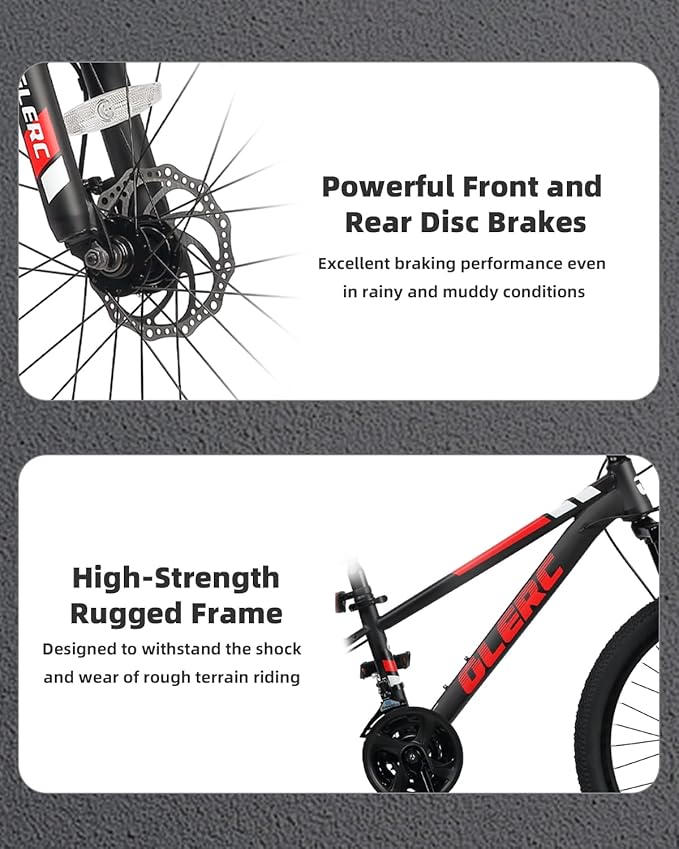 Glerc 20 24 Inch Kids Bike, Kids Mountain Bike for Boys and Girls Ages 6-14, 21-Speed Skyline Bicycle with Front Suspension and Disc Brakes, Multiple Colors