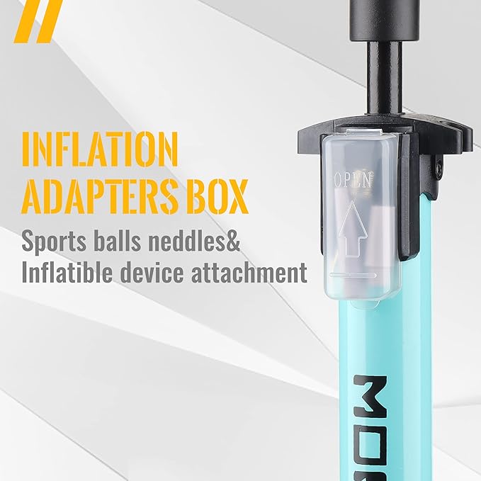 MOHEGIA Bike Floor Pump with Gauge: Air Bicycle Pump with High Pressure 160 PSI,Fits Schrader and Presta Valve -Inflator with Ball Pump Needles for MTB Road Bike, Ball, Balloon, Inflatables