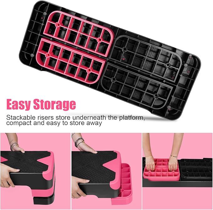 Exercise Workout Aerobic Step Platform Trainer, 27" Aerobic Stepper with 4"-6"-8" Adjustable Height Risers