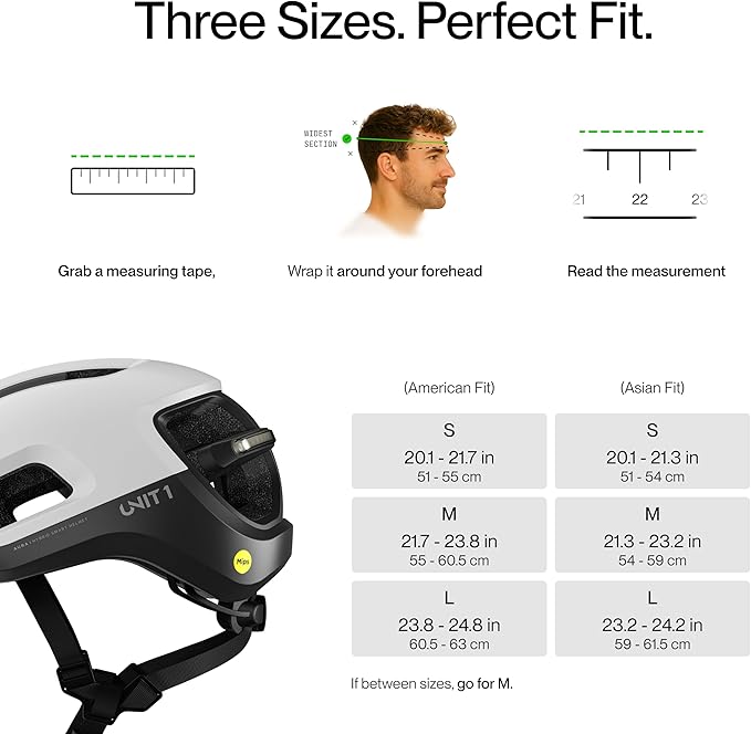 UNIT 1 Aura Hybrid Smart Bike Helmet | Urban & Road | MIPS | LED Front & Rear | Turn & Brake Light Compatible w/Remote | Crash Alert | E-Bike Fully Certified | Lightweight & Ventilated | App