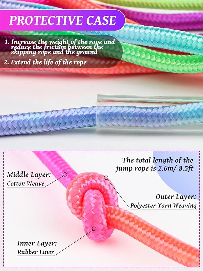 Jump Rope for Kids, Lorvain Adjustable Skipping Rope, Kids Jump Ropes with Wooden Handle for Girls Boys, Weighted Jumping Ropes for Fitness Workout Exercise Outdoor Fun Activity