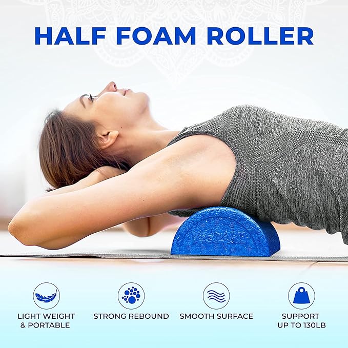 Yes4All High-Density EPP Half Round Back Roller Foam, Exercise Foam Roller for Yoga, Pilates & Stretching - 12, 18, 24, 36 inch