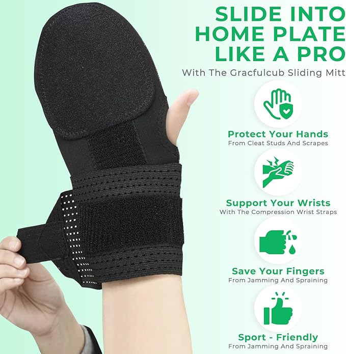 Gracfulcub Baseball Sliding Mitt, Baseball Glove Softball Guard, Ergonomic Design Protecting Fingers for Basic Base Running