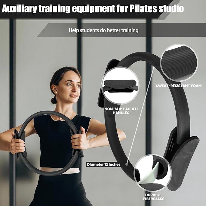 Pilates Ring and Ball Set Bulk, Pilates Equipment with 12 Inch Pilates Circle Rings, Small Yoga Balls, Resistance Bands, Pilate Essential Kit Bulk for Home Workouts Women, Pilates & Yoga Studio