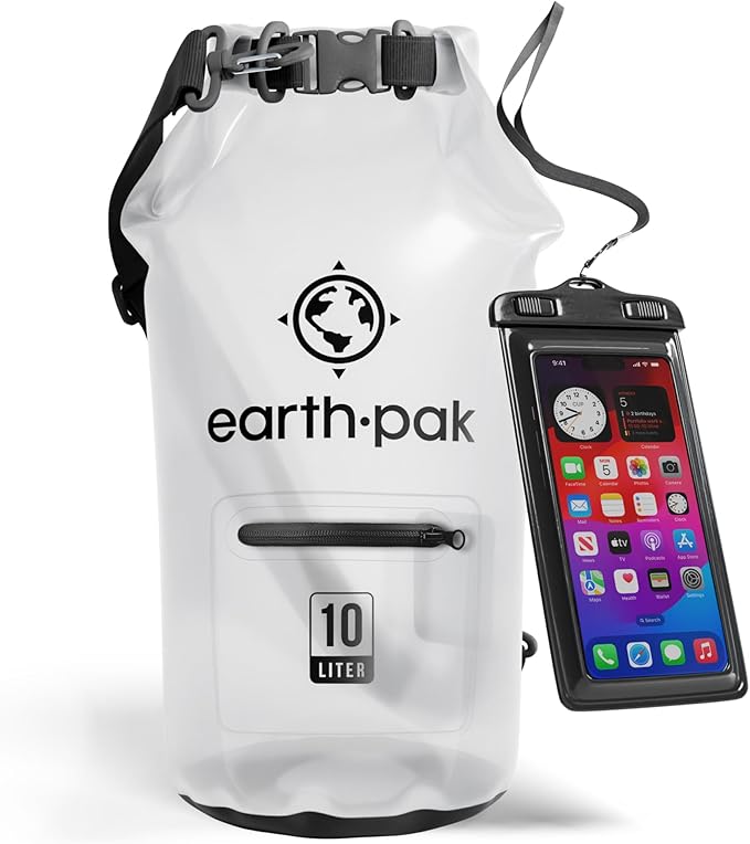 Earth Pak Waterproof Dry Bag with Zippered Pocket - Waterproof Dry Bag Backpack Keeps Gear Dry