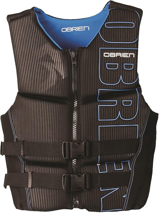 O'Brien Flex V-Back Life Jacket – Coast Guard Approved Adult Life Vest with Flex Fit Design, Lightweight Foam & Front Zip Closure for Watersports, Boating, and Jet Skiing