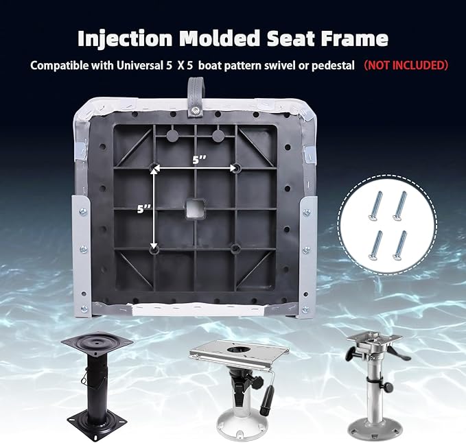 Folding Boat Seat Low Back Boat Chair Marine Bass Jon Fishing Boat Seats 2 Pack, White/Gray/Charcoal