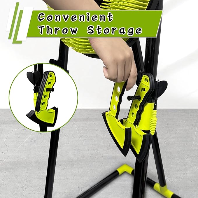 4 in 1 Axe Throwing Target Set for Backyard Kids Adults, Includes Bristle Target, Bow & 5 Arrow, 3 Throwing Axes, 3 Ninja Stars, 6 Darts, Safe Plastic Archery Yard Game for Outdoor Indoor