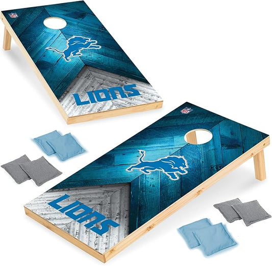 Wild Sports NFL Football 2' x 4' Regulation Size Solid Wood Cornhole Set with Direct Print HD Team Graphics Great Gift for Any Football Fan! Bean Bag Toss Family Outdoor Game