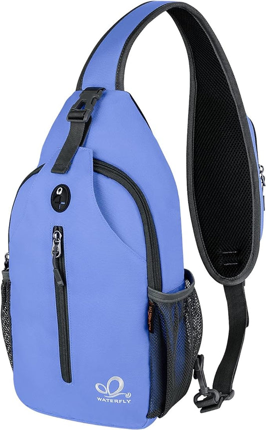 WATERFLY Crossbody Sling Backpack Sling Bag Travel Hiking Chest Bag Daypack