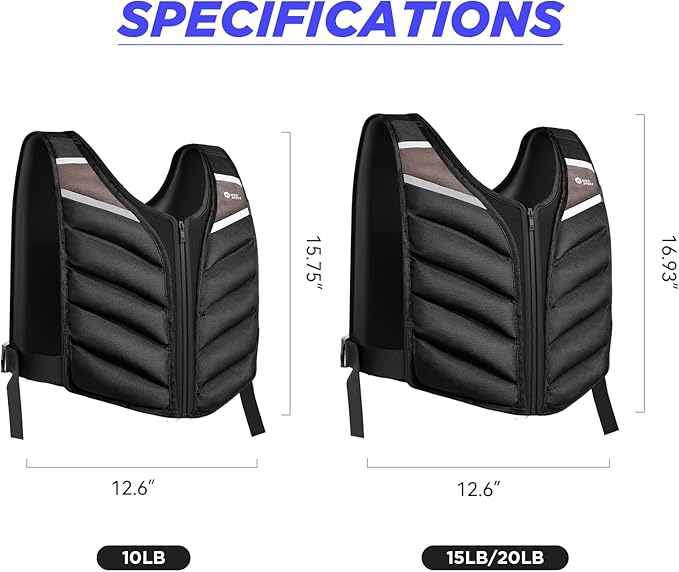 Weighted Vest,10lb/15lb/20lb Weight Vest with Reflective Stripe,Body Weight Vests for Men,Women Gym Home,Workout,Strength Training,Fitness,Running,Training