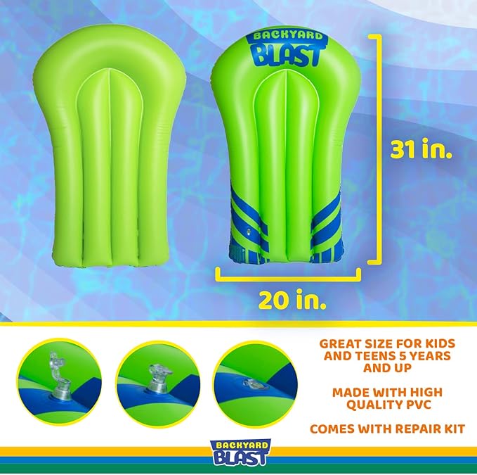 Backyard Blast Rider, Inflatable Body Board Slide Rider and Pool Float Toy