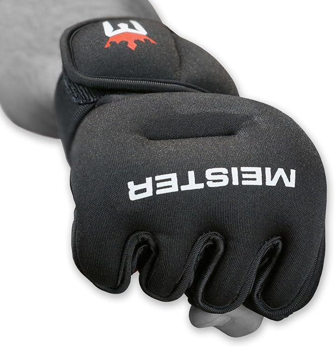 Meister 2 Pound Neoprene Weighted Gloves for Cardio & Heavy Hands (Pair) - 2lb x 2 - Black/Red