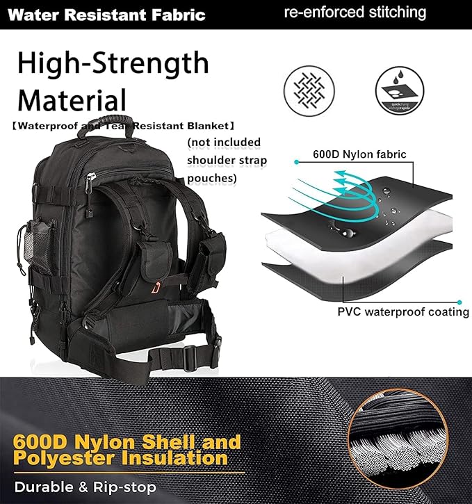 Expandable 40-64L Military Tactical Backpack 3 Day Bag Hiking Gym Sport Camping