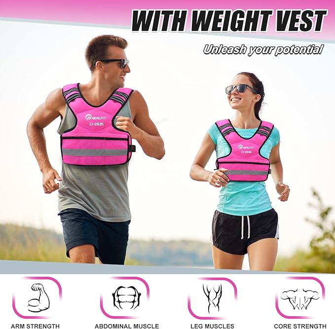 Weighted Vest for Women and Men, 5-10lb/11-20lb/18-30lb Adjustable Weighted Vest with Reflective Strip, Body Weight Vest for Walking, Running, Fitness, Strength Training
