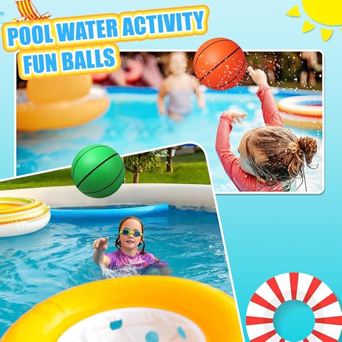 Dilabnba 8" Mini Rubber Replacement Basketballs for Basketball Hoop/Pool, Toddler Soft Beach Bouncy Ball Sports Party Game for Kids Adults, Junior Balls Indoor & Outdoor Arcades & Games (4PCS)