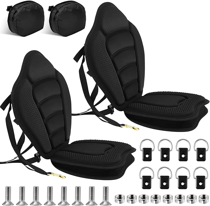 Lewtemi 2 Set Thicken Kayak Seat with Back Support Canoe Paddle Board Seat with Detachable Storage Bag Adjustable Sit on Top Paddleboard Cushion for Kayaking Canoeing Rafting