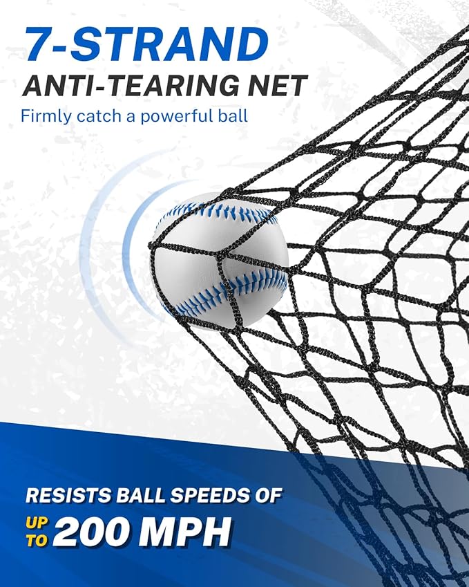 Gonex 7' x 7' Baseball Softball Practice Net Set with Batting Tee for Hitting and Pitching Batting, Practice Training Aid, with Strike Zone, Large Mouth, Bow Frame, Carrying Bag