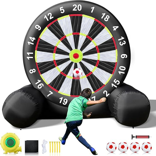 Inflatable Soccer Dart Board - Giant Outdoor Yard Game with Blower & Accessories for Fun