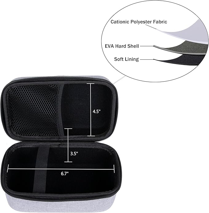 Ginsco Compact Hard Shell Case for Blood Pressure Monitor, Compatible with Omron Bronze/iHealth/Oklar, Portable Carrying Travel Case with Handle, Mesh Pocket for Cuff/Batteries/Charger (Gray, M)