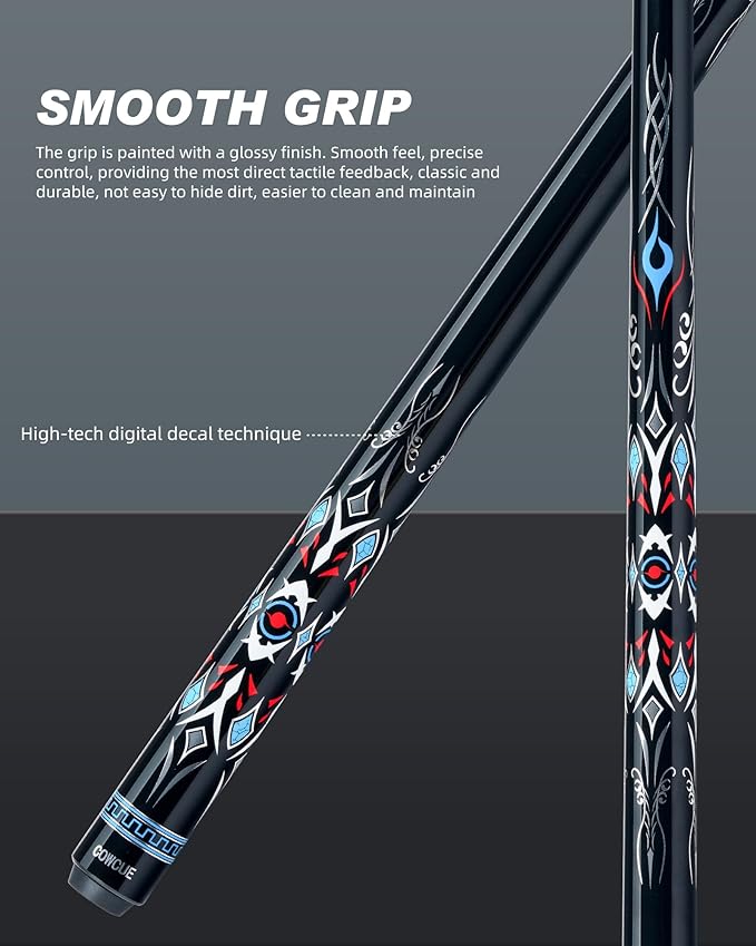 CRICAL Carbon Fiber Pool Cue COWCUE Series Low Deflection Billiards Cue Stick 58" Professional Pool Table Sticks for Adults -12.5mm Tip, Weight 19OZ (Adjustable), 3/8 * 8 Joint
