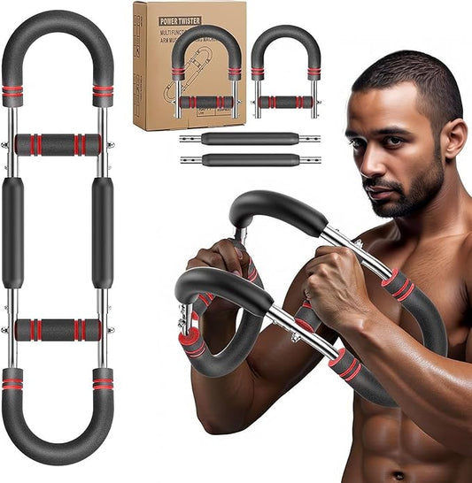 Twister Arm Trainer, Adjustable Chest Workout Equipment Upper Body Strength Training, Portable Power Twister Bar with Detachable Design, Arm Trainer, Home Gym & Travel Fitness Tool