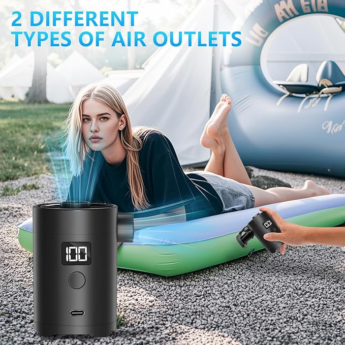 Portable Electric air Pump,Type-c Charging,Inflate Deflate for Pool Floats, Air Bed, Air Mattress Swimming Ring, Vacuum Storage Bags