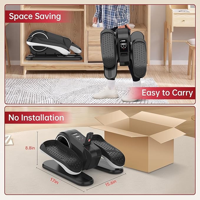 YAMO Under Desk Elliptical Machine Seated Ellipse Leg Exerciser for Seniors Fully Assembled Quiet Portable Elliptical Pedal Exerciser with Remote Control 12 Adjustable Speed Levels
