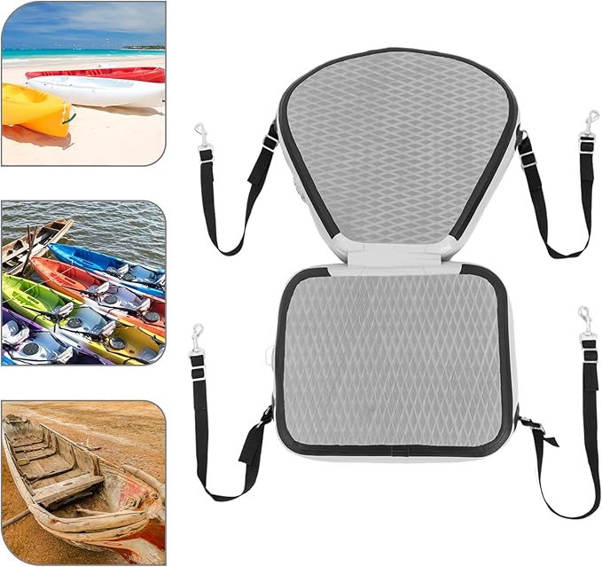 Kayak Seats,Inflatable Kayak Seat,Adjustable Boat Seat,Thicken Seat Cushion for Kayaks Padded,Cushioned Fishing Seats w/Back Support Adjustable Strap for Kayaking Canoeing Drifting (Gray)