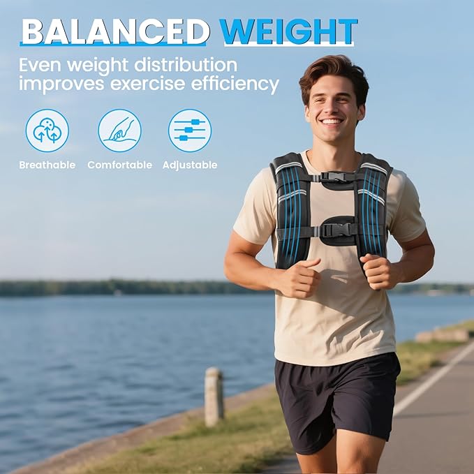 Weighted Vest, 6lb/8lb/12lb/16lb/20lb/30lb for Men, Women with Reflective Stripe, Weight Vests Adjustable for Workout, Strength Training, Running, Fitness, Muscle Building, Weight Loss