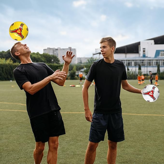 Deekin 6 Pcs Soccer Ball Bulk with Pump Size 5/4/3 Soccer Ball for Indoor Outdoor Sport Practice Competition Sport Training Accessories for Youth Adults