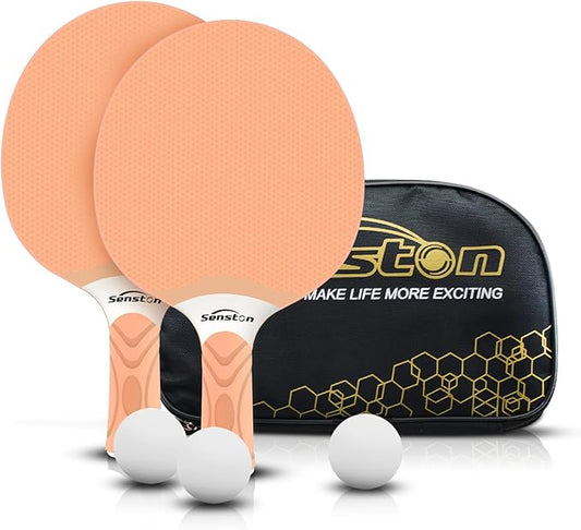 Senston Table Tennis Rackets Set, Professional Table Tennis Racket with 3 Balls, Composite Rubber Ping Pong Paddle Set
