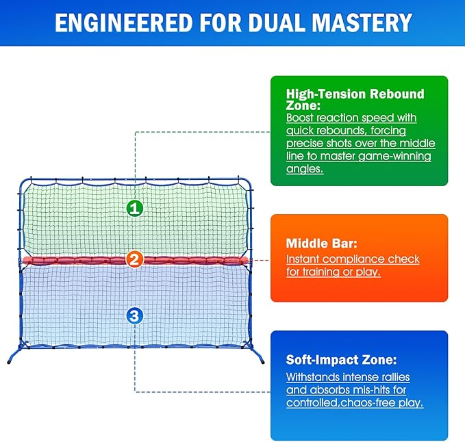 Pickleball Practice Rebounder Net for Dink Volley Solo Training Equipment, 7.9FT or 6FT 2in1 Mini Pickleball Net Portable Trainer for Outdoor Driveway Backyard Indoor Garage, Easy Setup & Storage