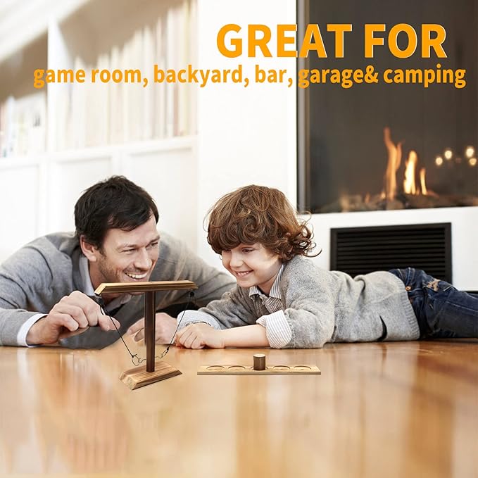 Hook and Ring Game Handmade Wooden Toss Game for Kids and Adults,Yard Games,Toss Game for Bars,Home,Party