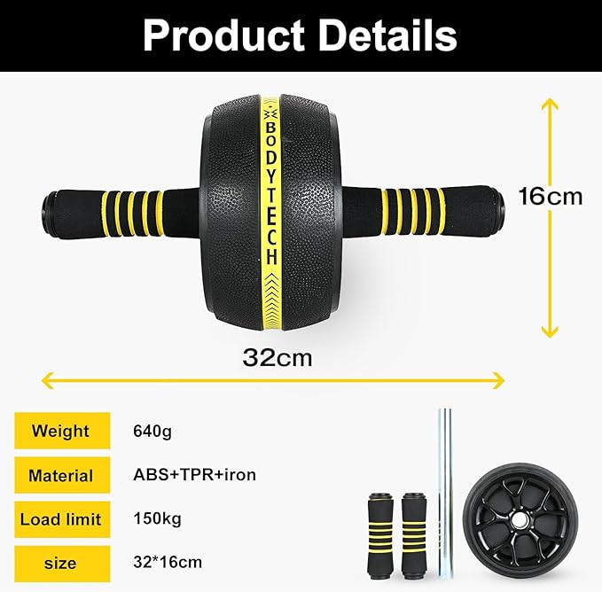 Ab Roller Wheel workout for Abdominal Core Strength training home gym fitness Equipment, Exercise Wheel for Men Women