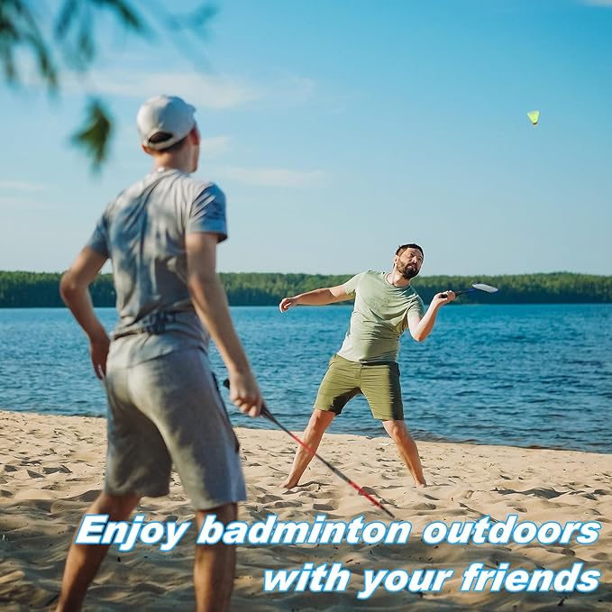 12 Pack Badminton Rackets Set Including Rackets, Nylon Shuttlecocks and Carry Bag for Outdoor Backyard Games Beginners