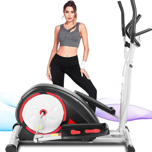 ANCHEER Elliptical Exercise Machine, Ultra-Silent Magnetic Elliptical Training Machines for Home Gym, 8 Resistance Levels Control with Pulse Rate Grips, LCD Monitor Max Capacity 380Lbs