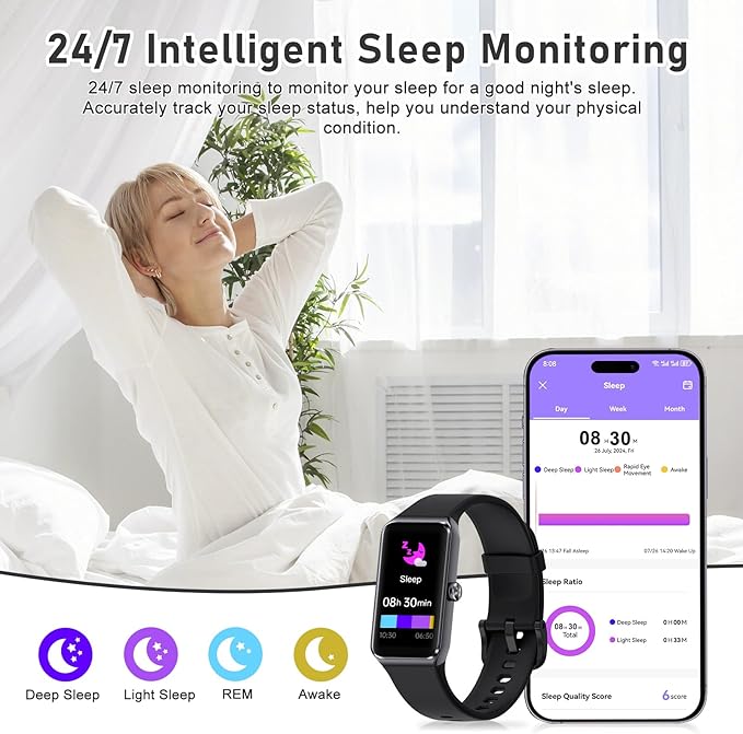 Fitness Tracker with Step Counter/Calories/Stopwatch, Activity Tracker, Health Tracker with Heart Rate Monitor, Sleep Tracker,1.47 Touch Color Screen, Pedometer Watch for Women Men