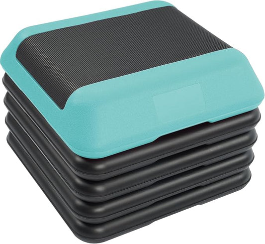 Fitvids Step Aerobic Platform, Exercise Step with 5 levels Adjustable Height, 4 Stackable Risers, Fitness Training Workout Stepper for Home Gym, Cardio Strength, Multiple Options