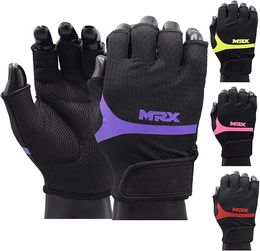 MRX Weight Lifting Gloves for Women Breathable Workout Gloves Anti Slip Padded Shock-Absorbing Extra Grip Palm Protection Half Finger Exercise Gloves for Gym, Cycling, Training, Weightlifting
